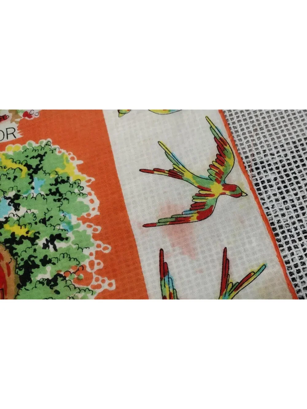 40s 30s California Missions Scarf Birds SAN JUAN CAPISTRANO 1930s MULTICOLOR ART